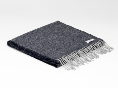 Lambswool Scarve Supersoft Charcoal Herringbone