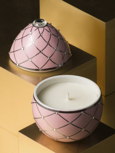 Alternative view of Bois de Roussie Candle Pink Egg with Silver Stripe 220g